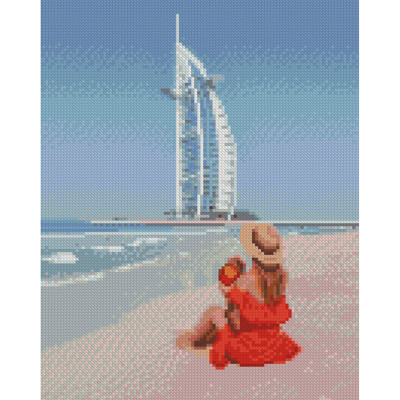 Алмазна картина Дівчина в Дубаї Strateg 30х40 см HX488