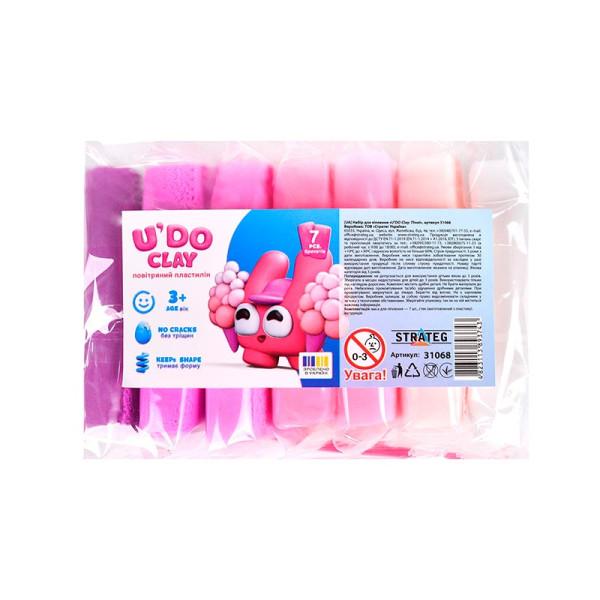 Повітряний пластилін Strateg U'DO Clay Пінкі 31068