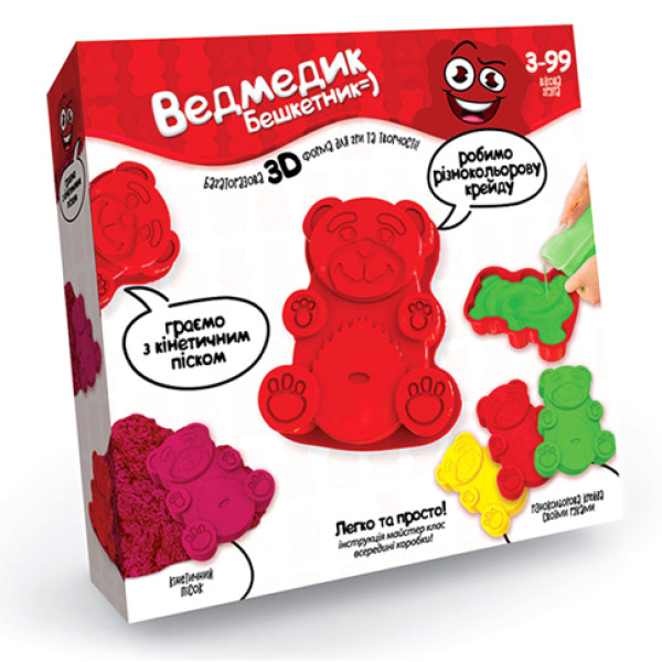 Кінетичний Пісок Danko Toys "Ведмедик-Бешкетник" з формами MSH-01-01U