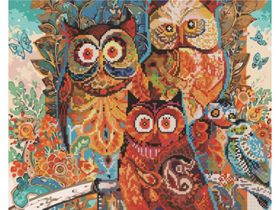 Алмазний живопис "Кольорові сови" 40х50 см GZS1003