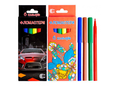 Фломастер 6 кольорів "Картон" "С" 50881