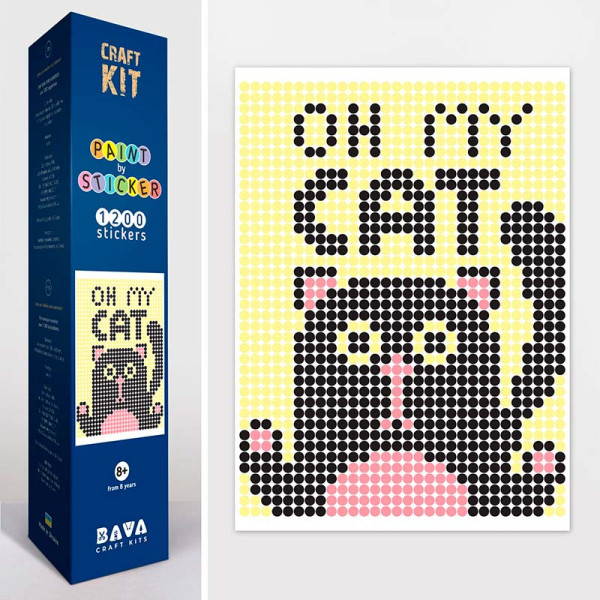 Картина за номерами наклейками Умняшка "Кіт" 33 на 48см 1200 стікерів 1807