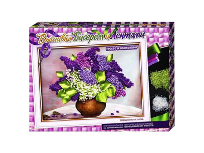 Вишивка бісером і стрічками Бузок DankoToys 2705 04