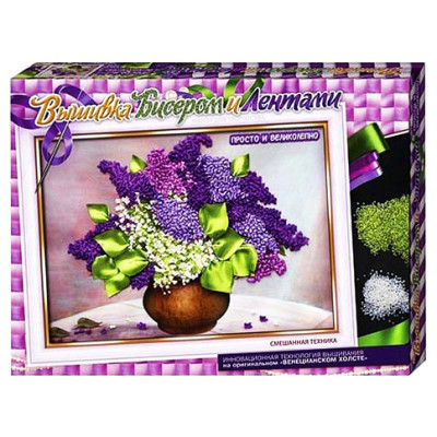 Вишивка бісером і стрічками Бузок DankoToys 2705 04